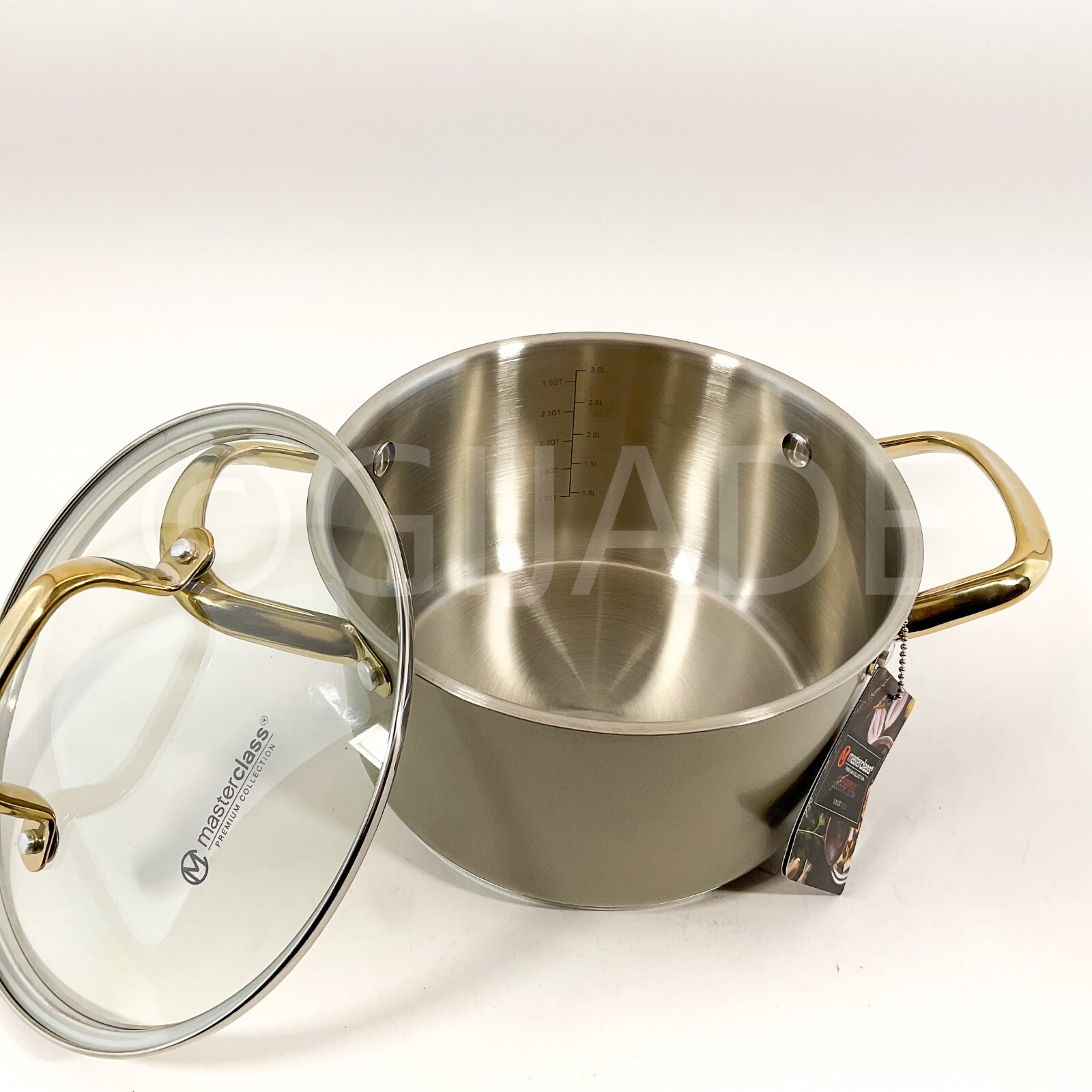 Masterclass 3.5-qt 8″ Stainless Steel Champagne + Gold CasseroleCookware New