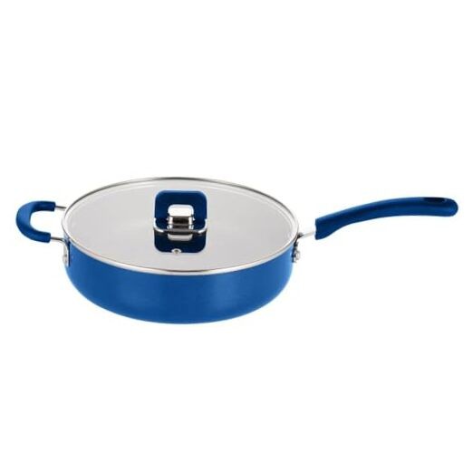 3.7Qt Saute Pan With Lid – Non-Stick Stylish Kitchen Cookware with Blue