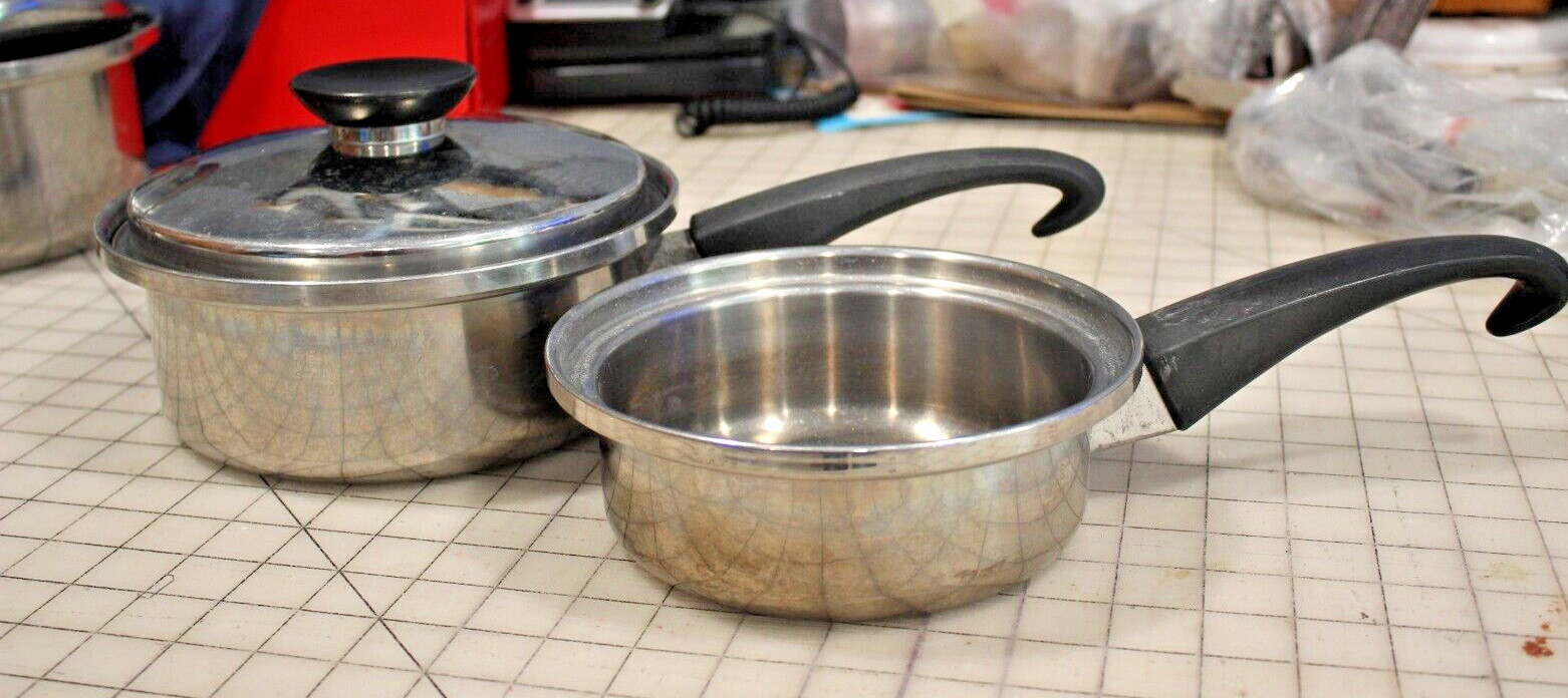Seal-O-Matic 1 & 2 Qt Saucepan Skillet Thermium Multi-Plex Stainless Steel W/Lid