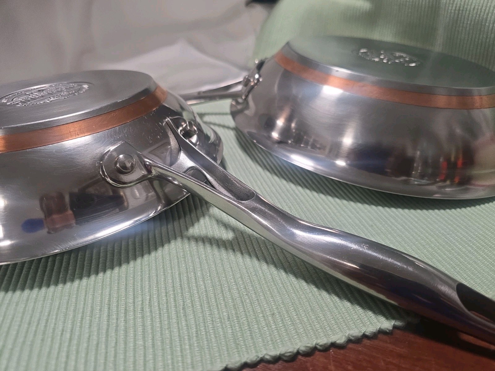 2 Kirkland Signature Cooper Core 10″ 8” Stainless Sauté Pan Skillet, Thailand.