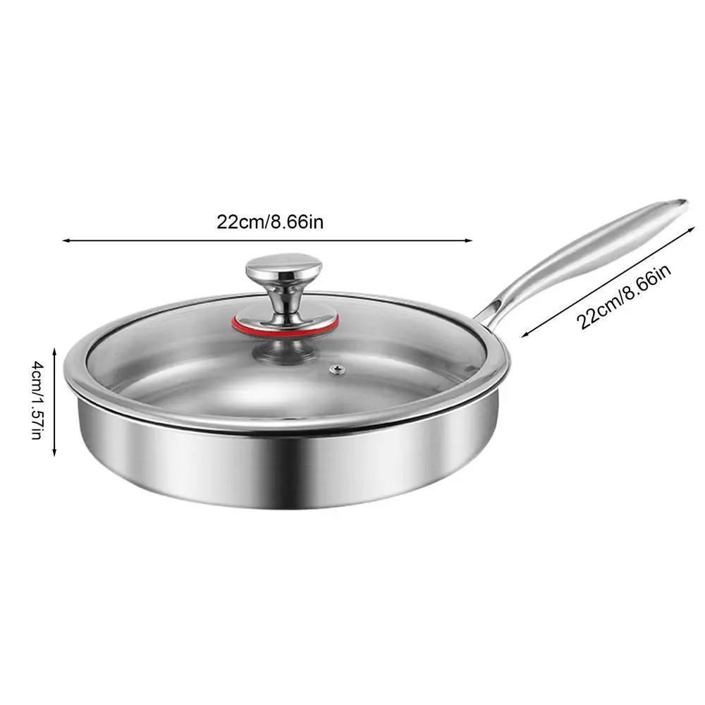 Titanium Frying Pan with Glass Lid Non-stick Even-Heating Skillet Uncoated