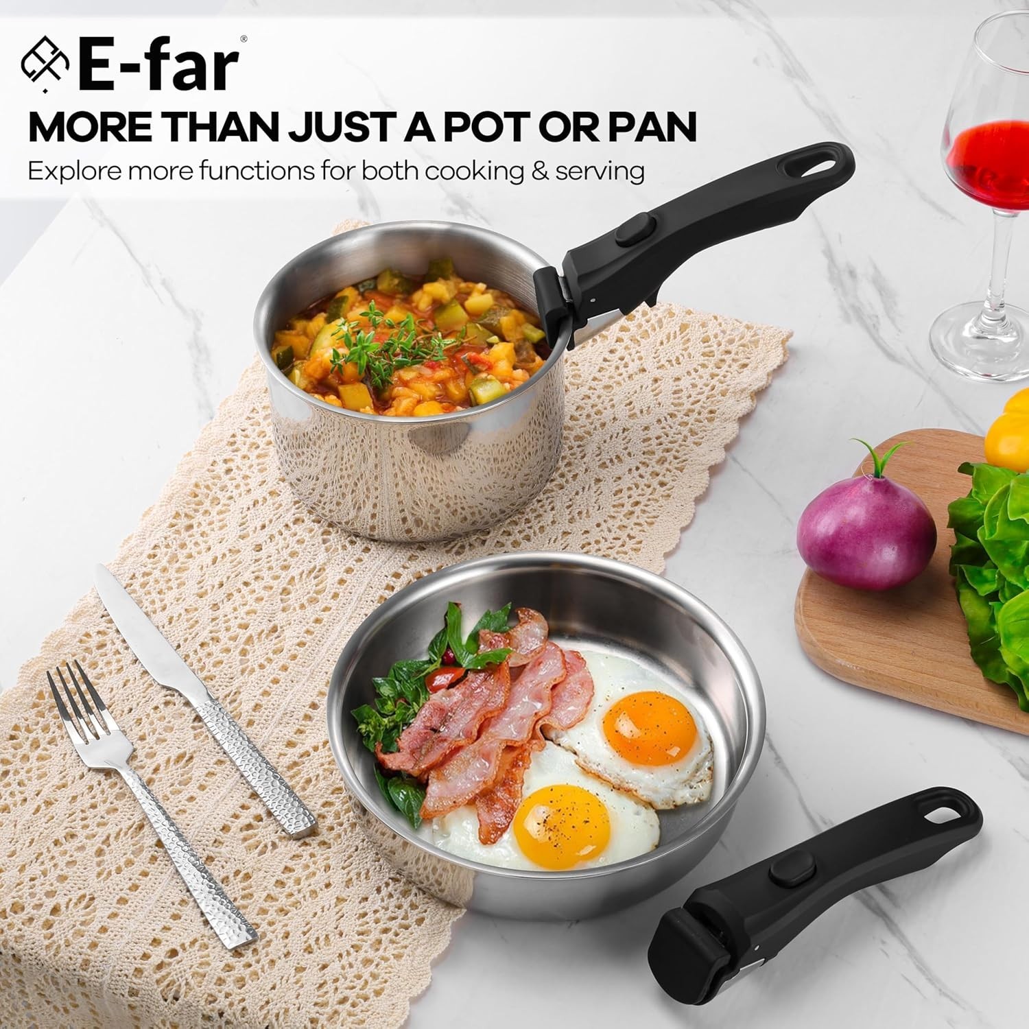 9-Piece Non-Toxic Stainless Steel Cookware Set for Induction & RV Use
