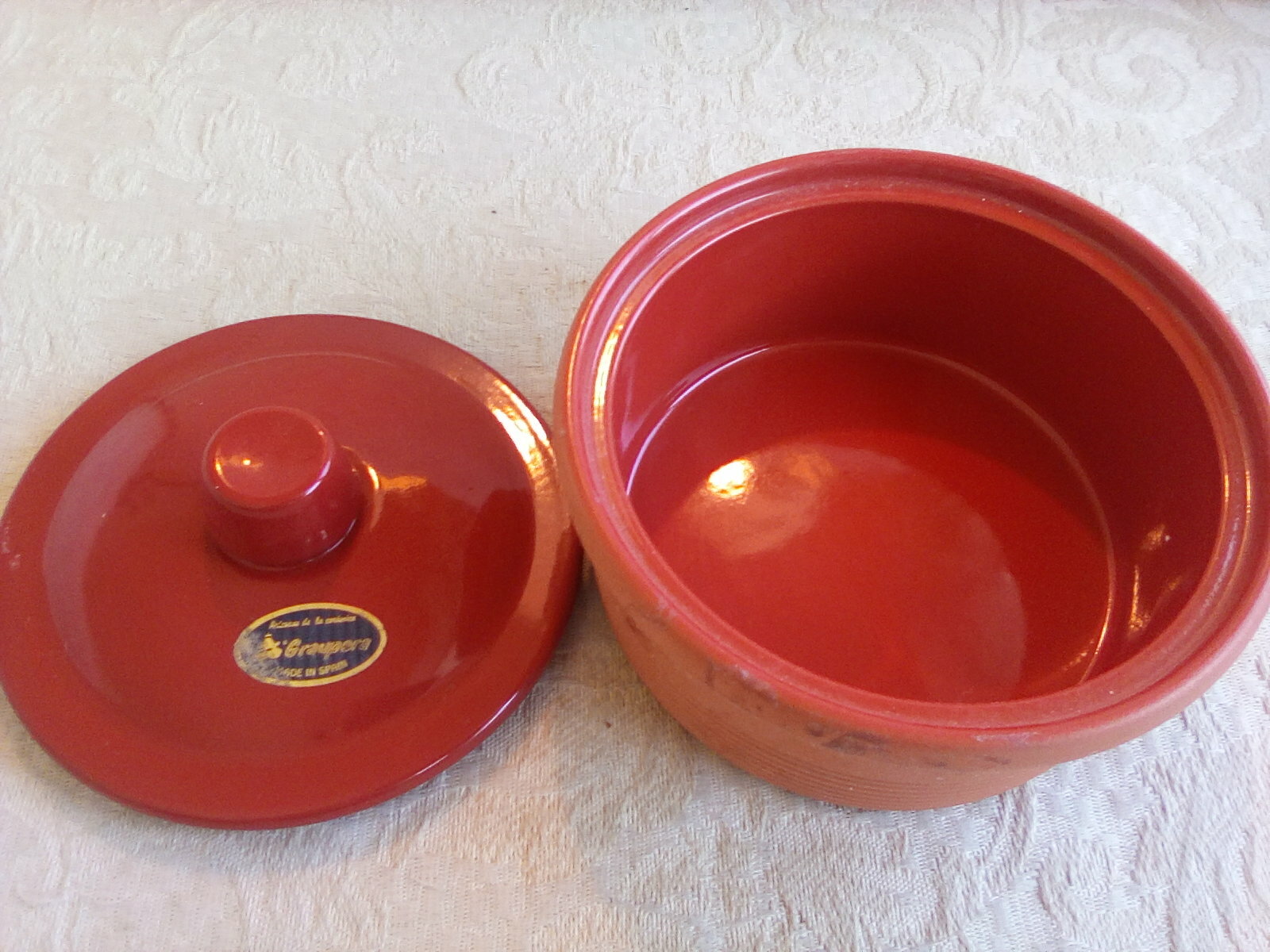 Graupera Terracotta Red Lidded Ramekin Small Baking Dish 4.5″ Across Made Spain
