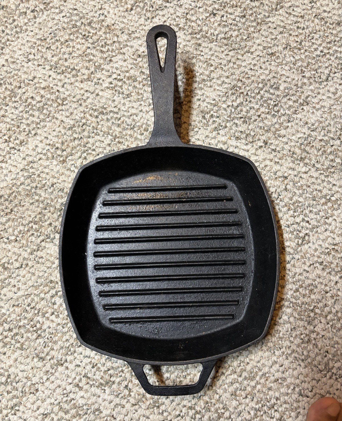 Smith & Clark 10in Square Cast Iron Grill Pan, Uncoated, Long Handle