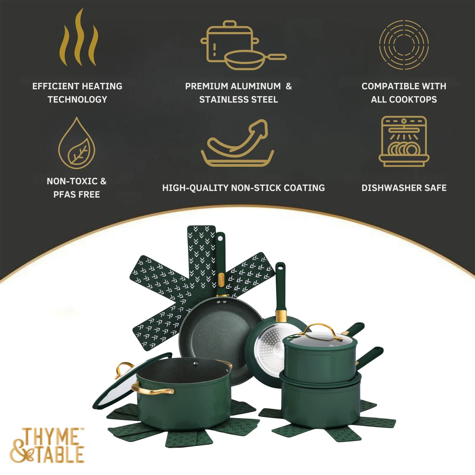 12-Piece Ceramic Non-Stick Granite Collection, Non-Toxic Cookware Set