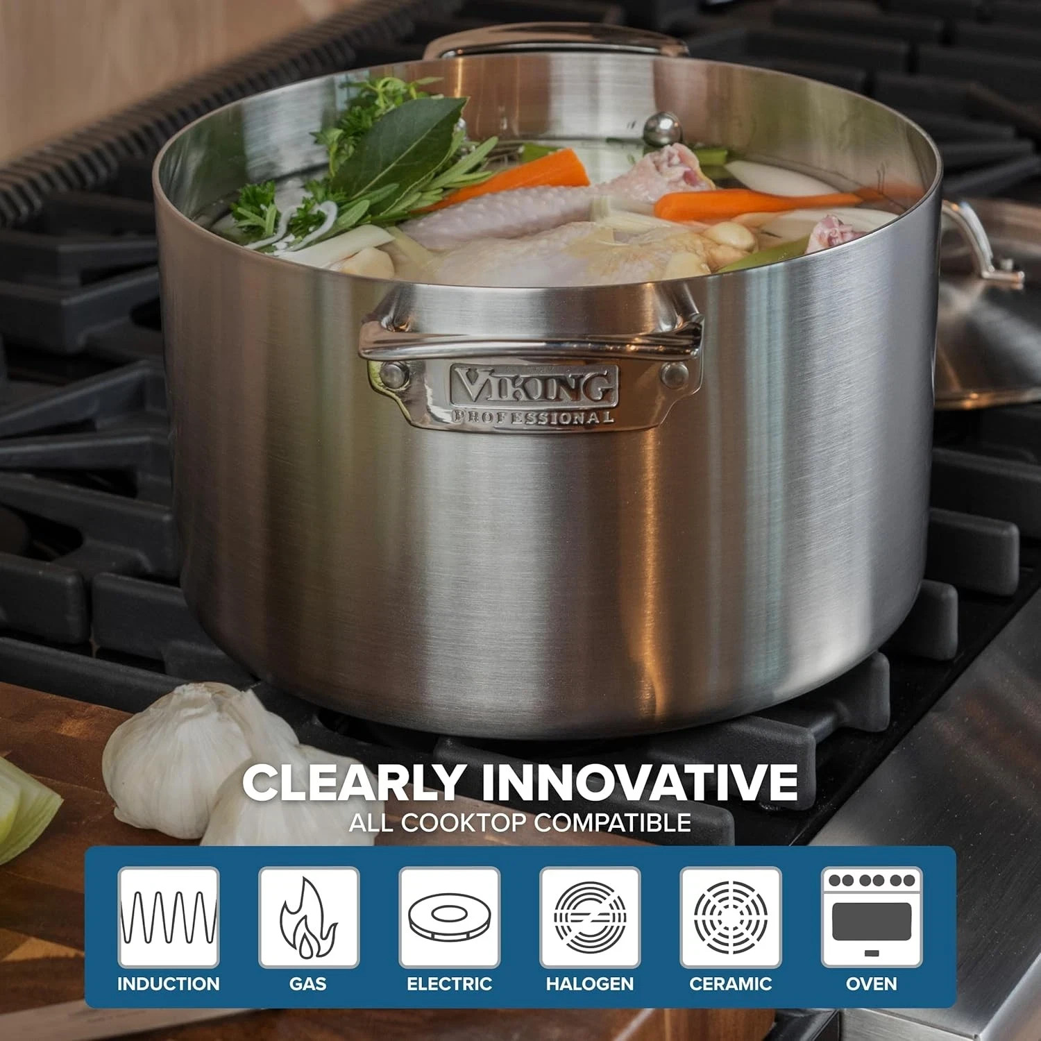 Viking 3-ply 13PC Cookware Set with Vented Glass Lids – Choose Type – New Opened