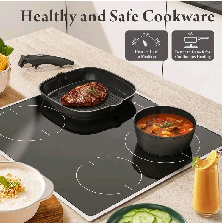 Bazova 19 Pcs Pots and Pans Set Non Stick Ceramic Cookware Set with Removable…