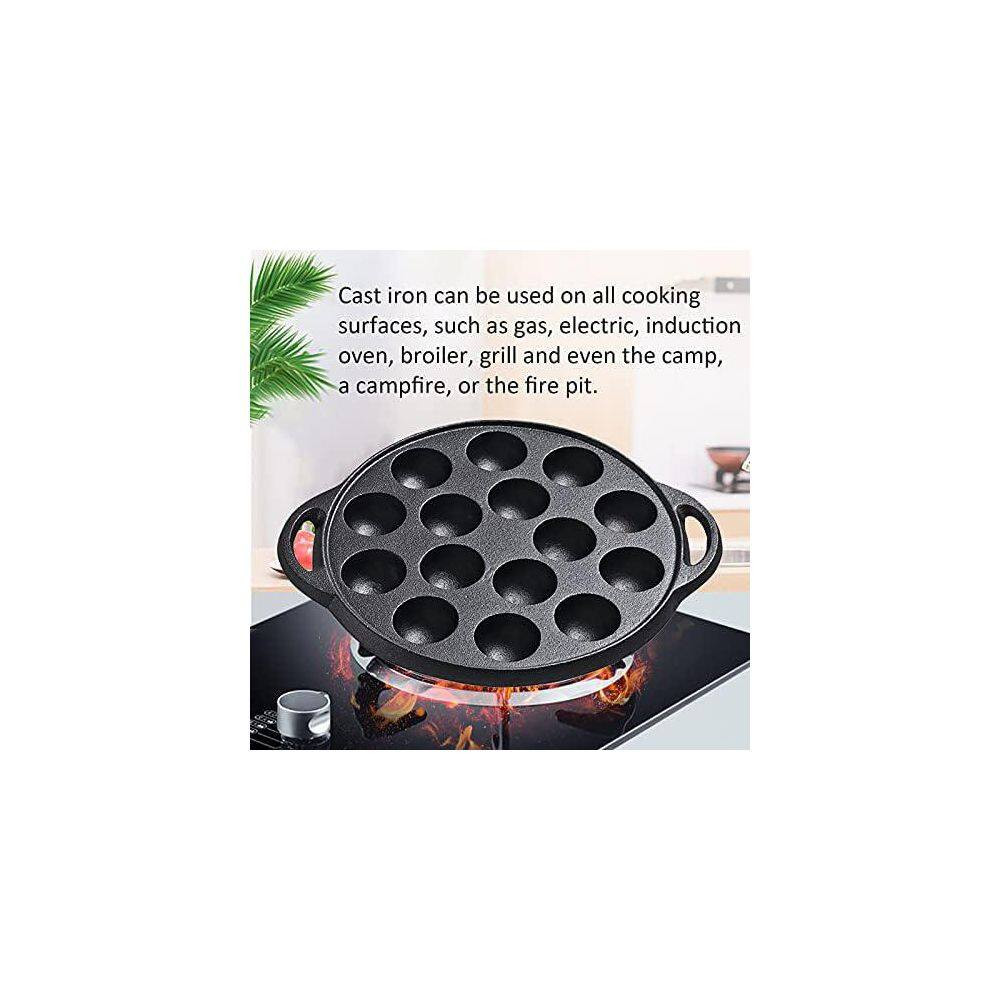 Non-Stick Takoyaki Pan, 1.5 In. Dia Pre-Seasoned Cast Iron Octopus Ball Grill, S