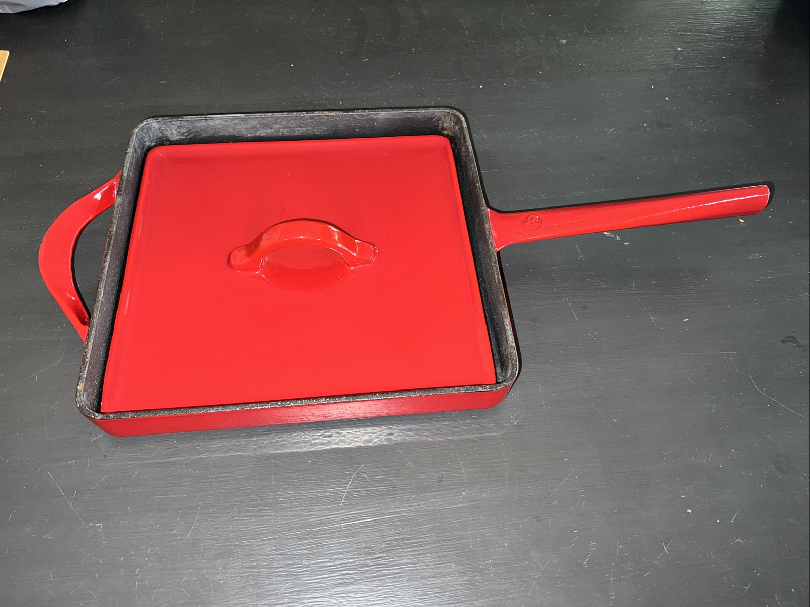 Giada De Laurentis GDL Panini Press Grille Pan Fry Cast Iron Red Enamel 10 Grill