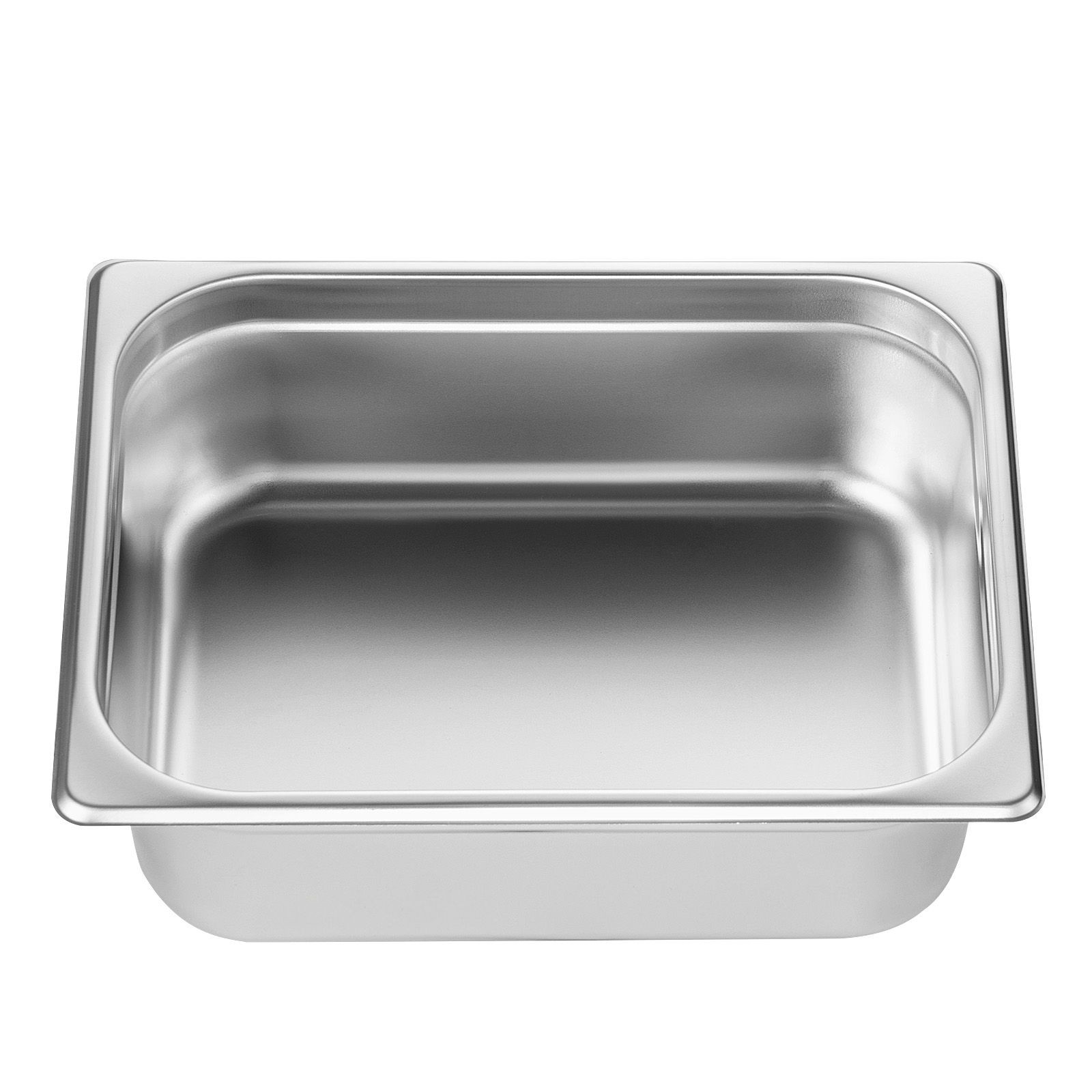 8-Piece 1/2 Size Steam Table Pans, 4in Deep, Stainless, Anti-Jam