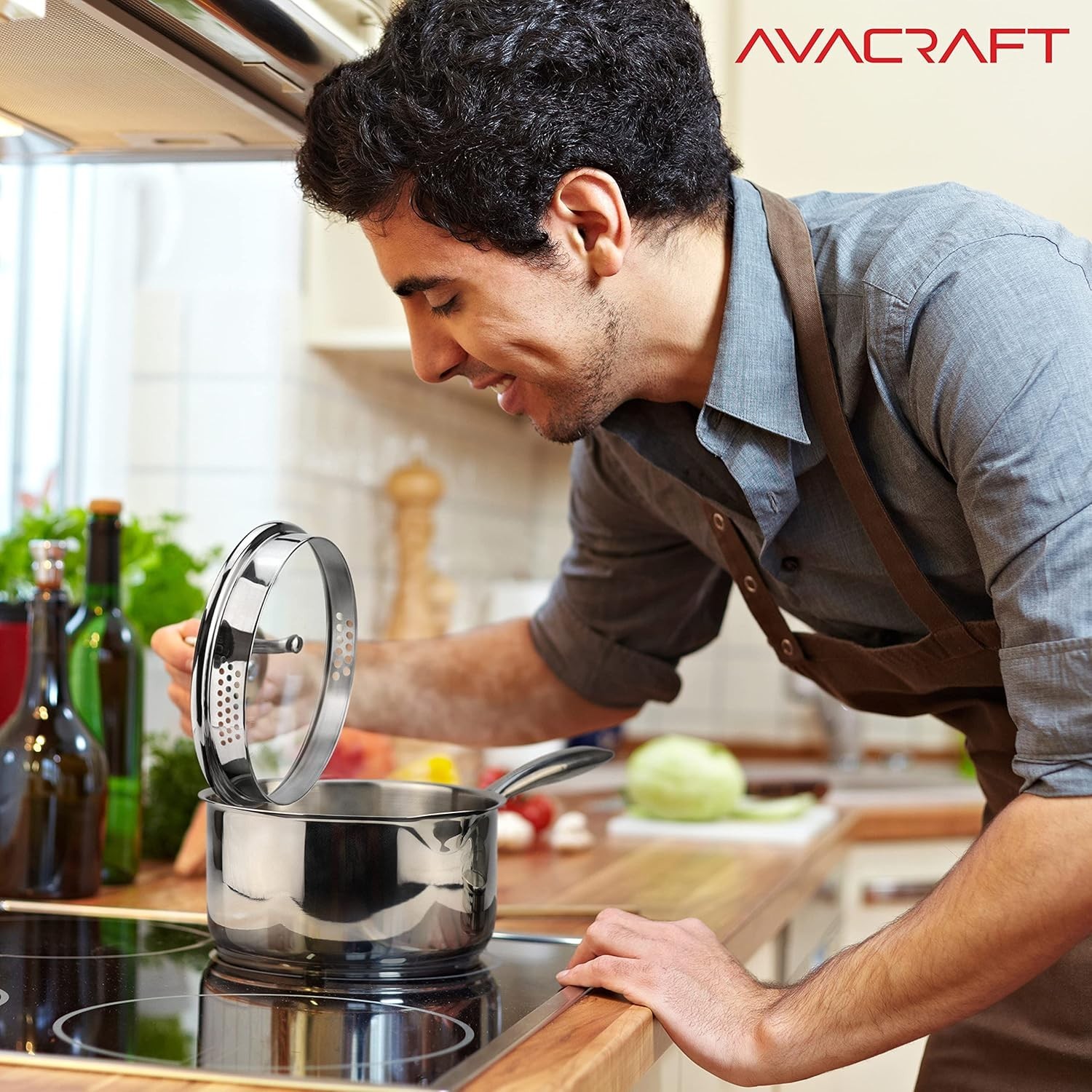 Durable Stainless Steel Saucepan with Strainer Lid