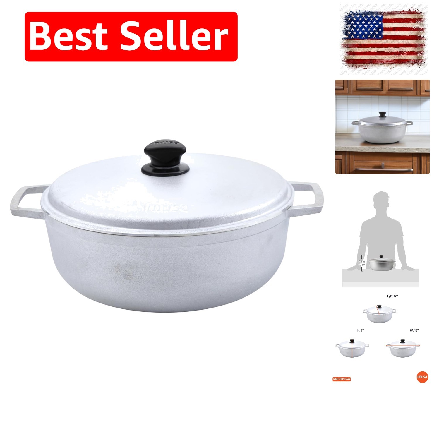 7.5 Quart Traditional Natural Made in Colombia Caldero with Lid for Cooking a…