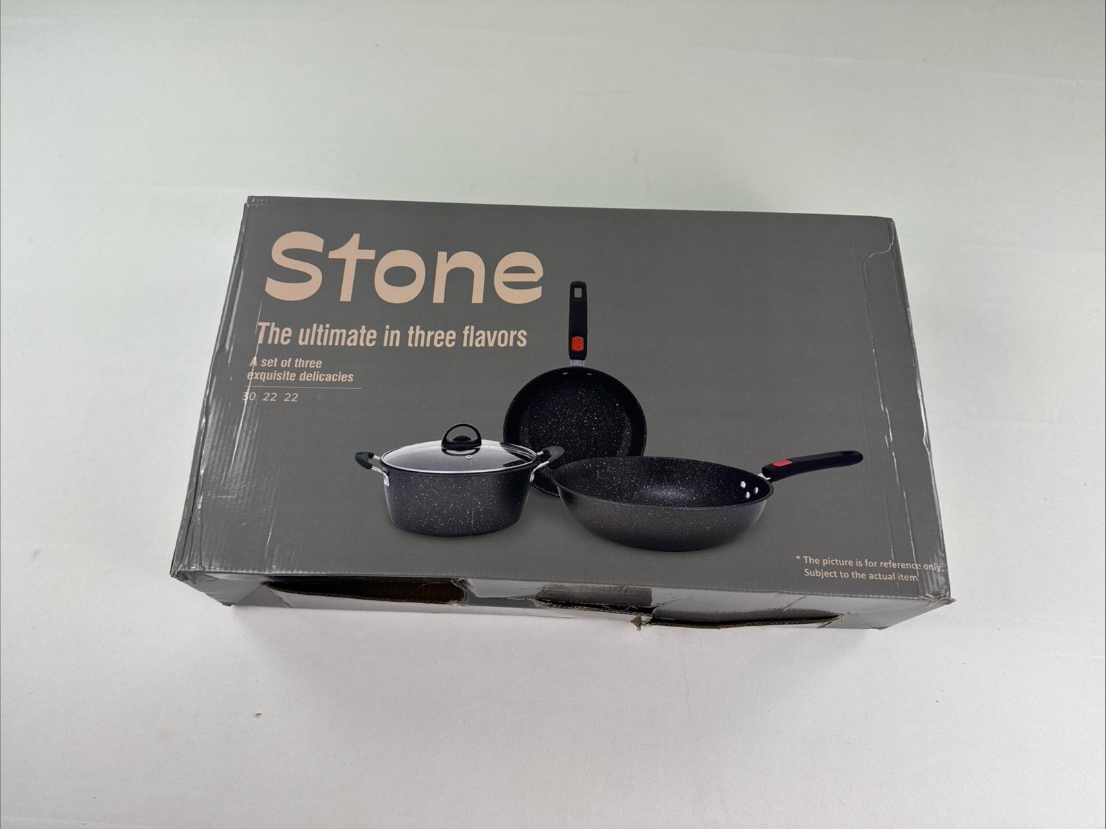 Stone 3 Piece Nonstick Cookware Set 30 22 22 Damaged Box