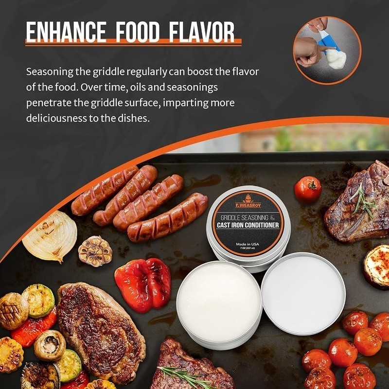 Griddle Seasoning Cast Iron Pan Non Stick Flavor Enhancer Grill Maintenance New