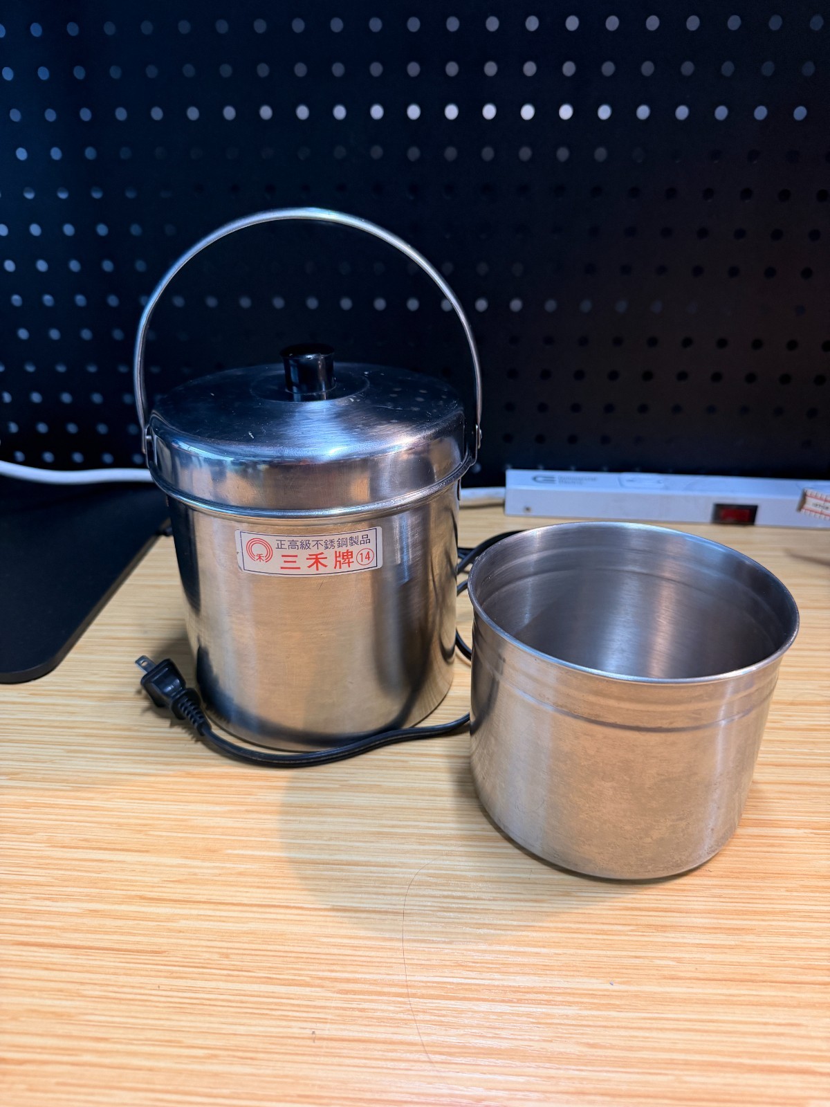 VTG Asian lunch box bucket electric food Rice Steamer Pot Aluminum w/ lid handle