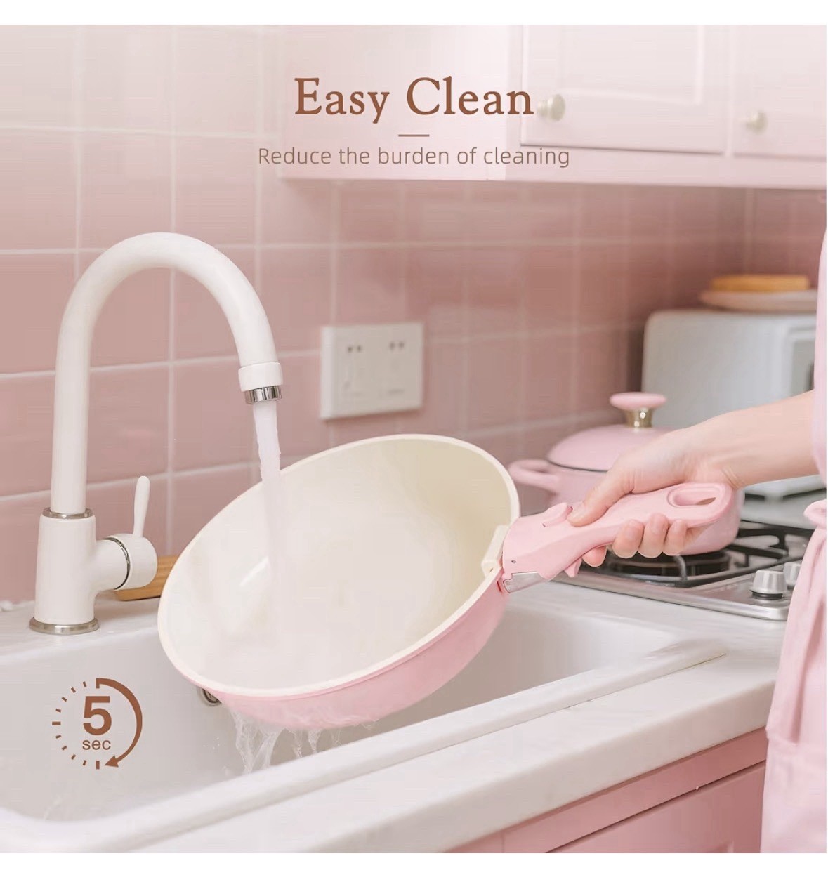 Astercook 20-Piece Ceramic Pots and Pans Set, Nonstick Cookware Set Pink