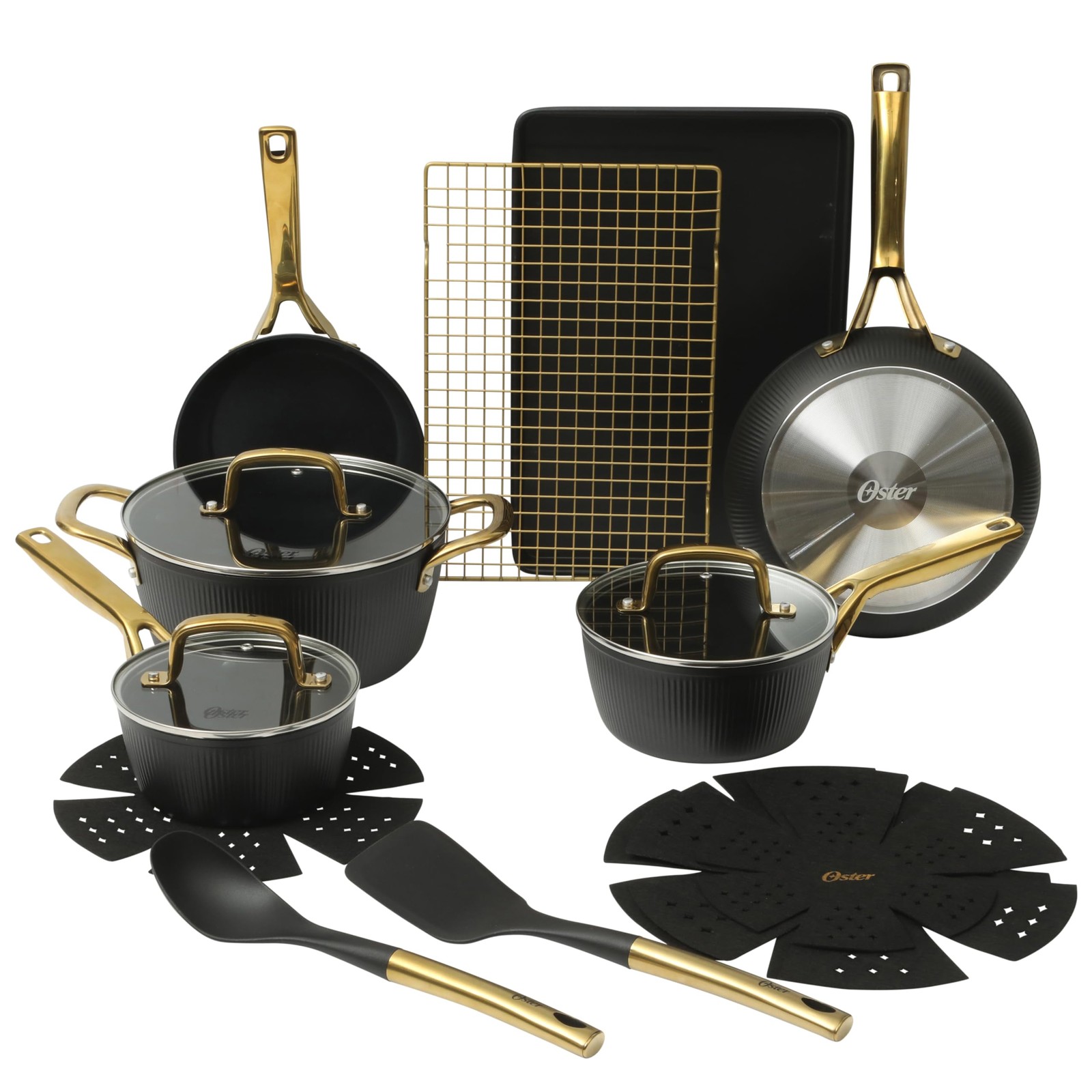 OSTER PLATINUM ABBOTTSFORD 16 PIECE ALUMINUM POTS PANS – – Scratch & Dent