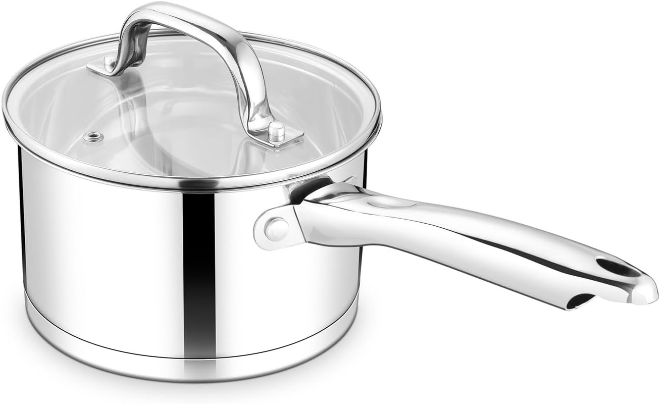 Teamfar 2 Qt Saucepan with Lid, Stainless Steel Small Sauce Milk Pan