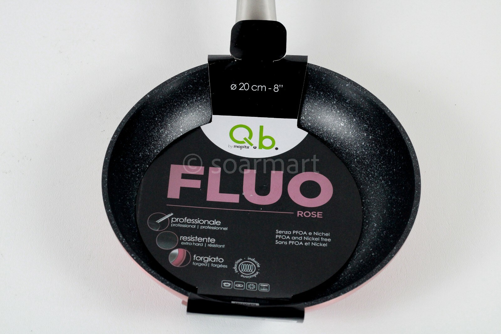 Q.b. Fluo Frying Pan Forged Aluminium 8″ (20cm ) Speckled Black / Pink