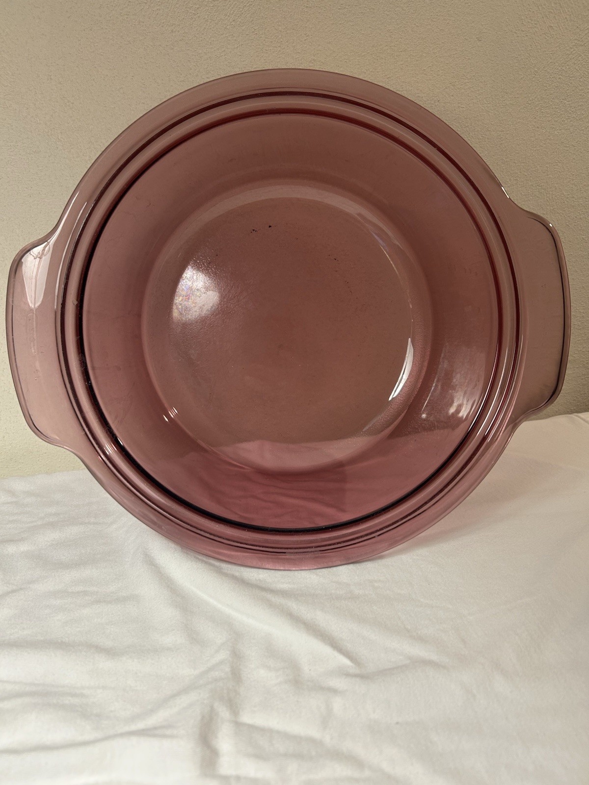 Used Pyrex Corelle Visions Cranberry 5L Dutch Oven w Lid Uncoated Glass Bottom