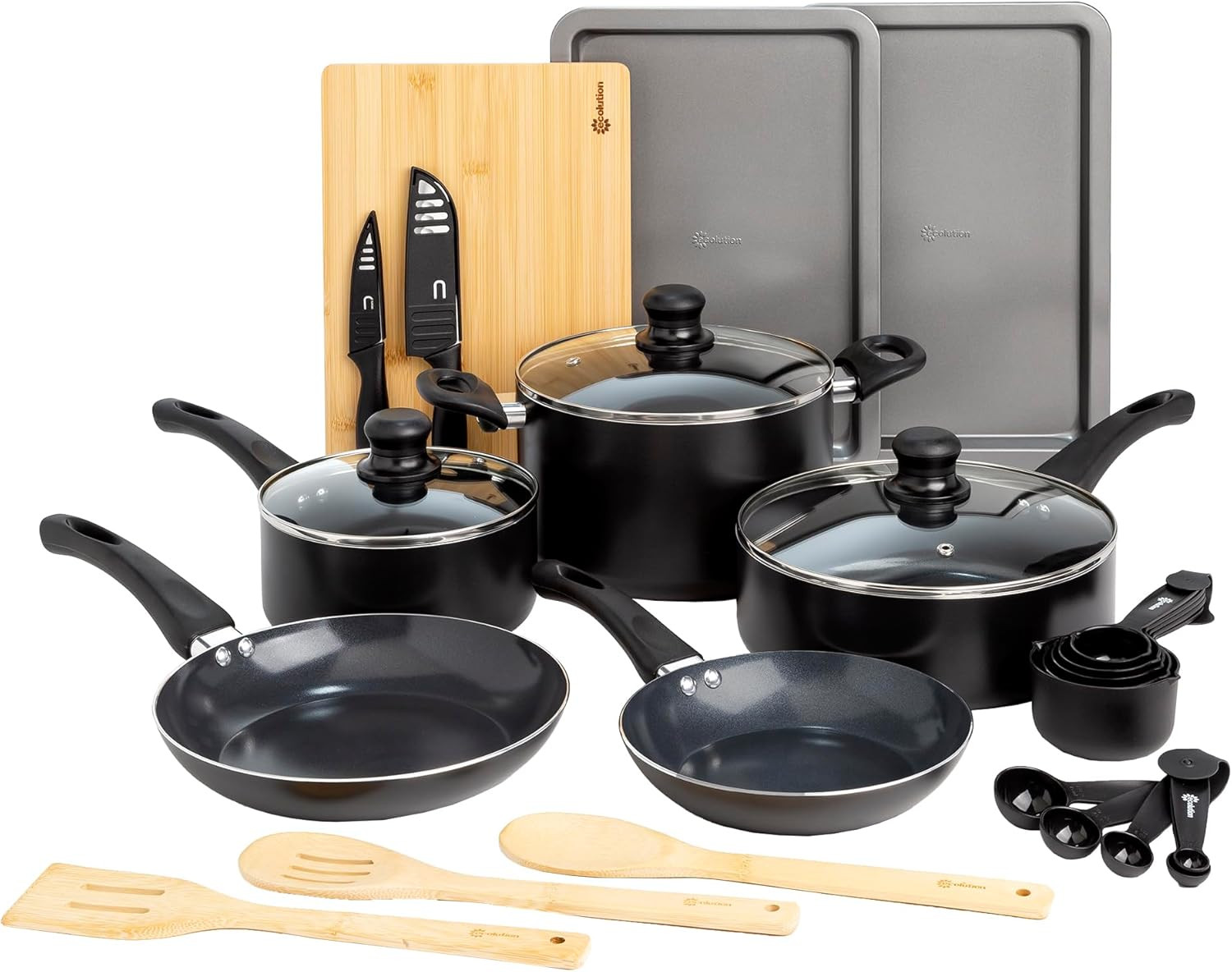Ecolution Easy Clean Ceramic Nonstick Cookware Set, Dishwasher Safe Kitchen Pots