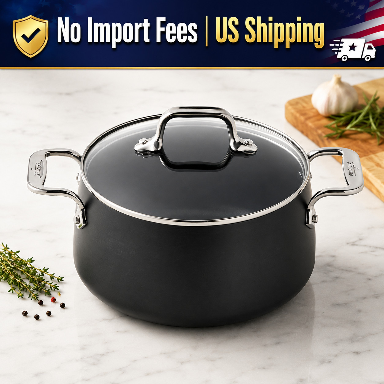 All-Clad HA1 Expert 4 Qt Nonstick Soup Pot Hard Anodized Induction w/Lid