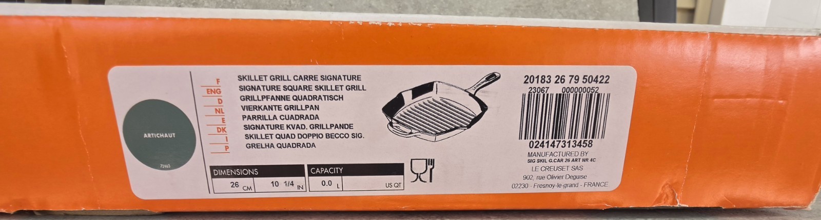 Wiliam-Sonoma Le Creuset Signature Square Skillet Grill 10.25″ Artichaut $235
