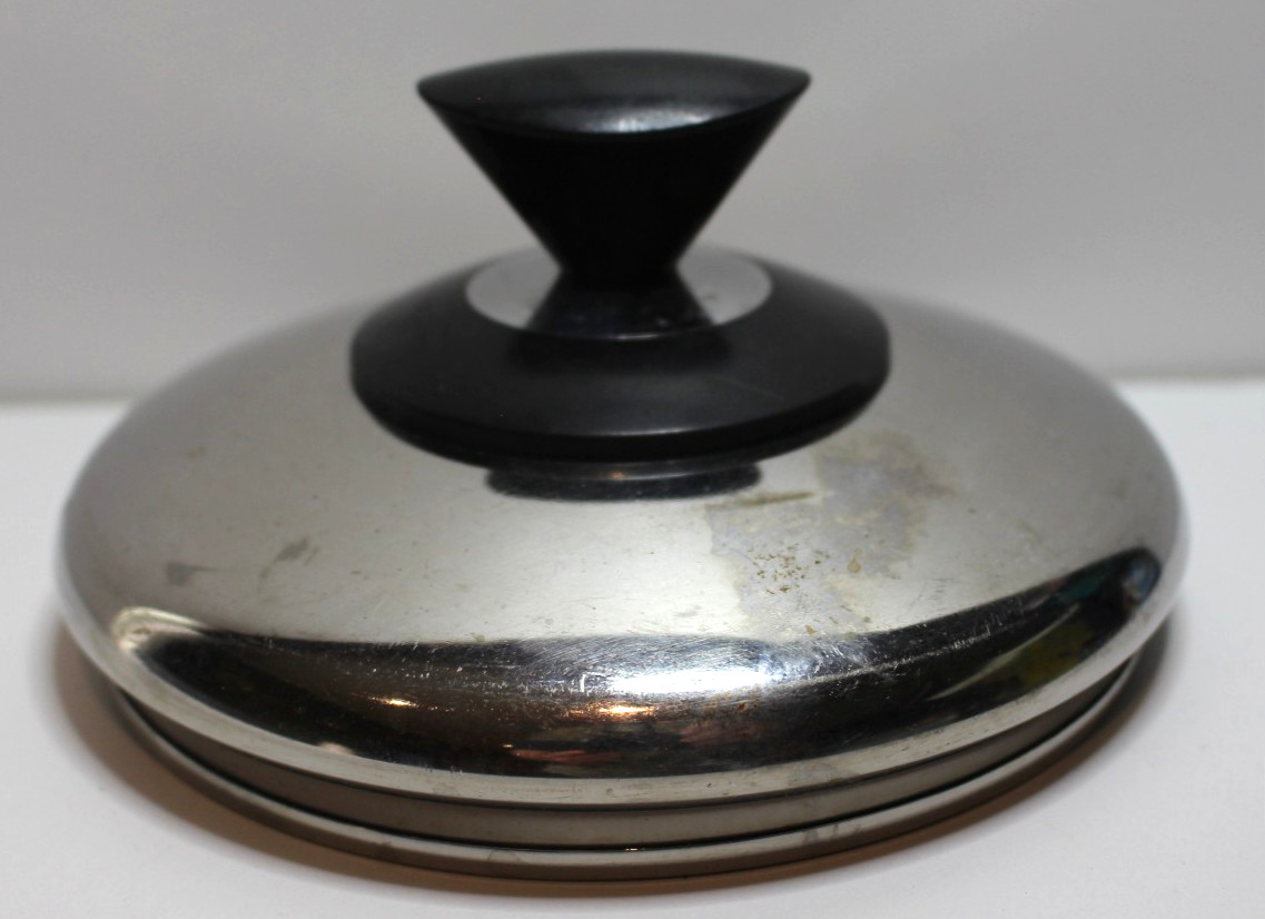 Stainless Steel Pot/Pan Replacement Lid, 5 1/8″ Diameter, Black Knob