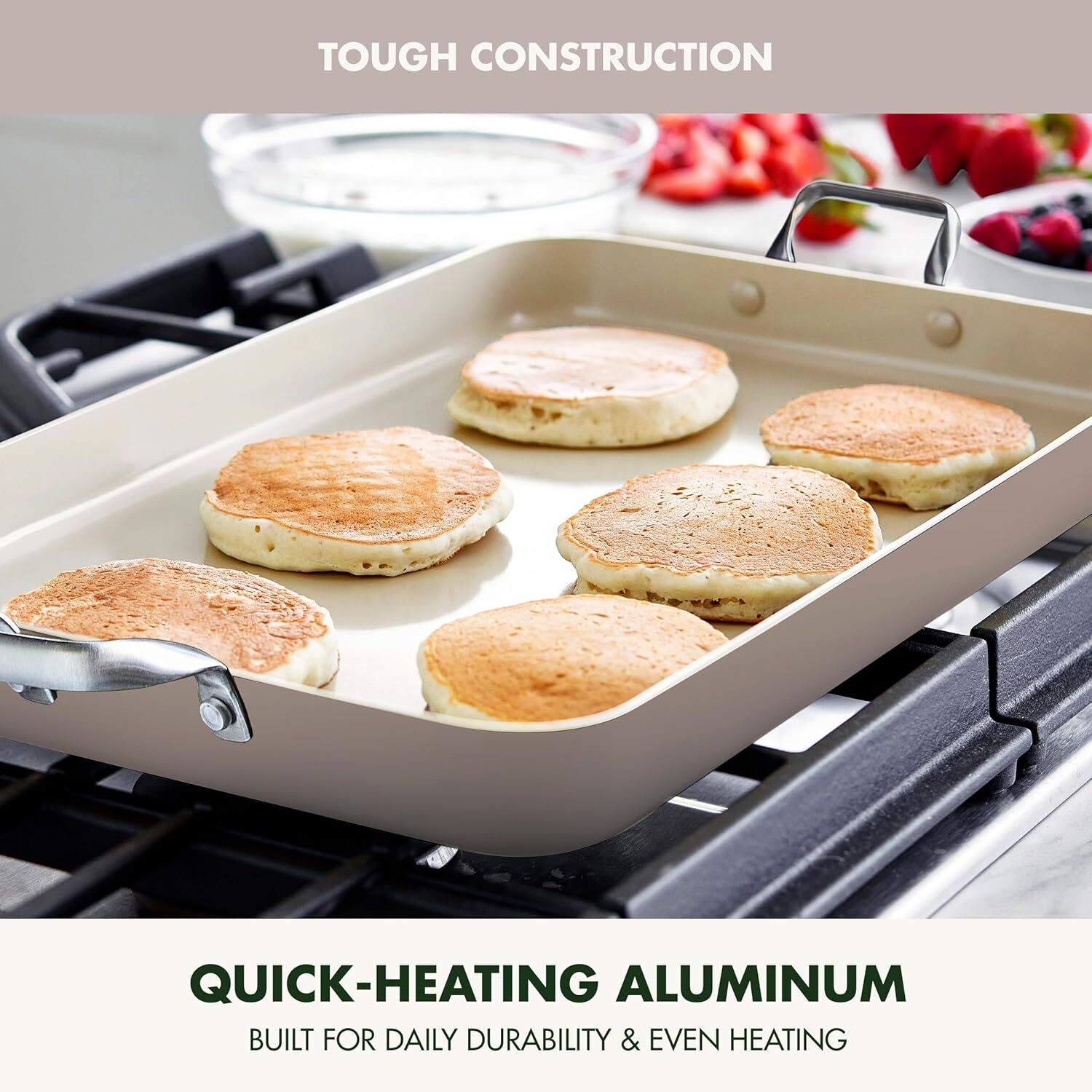 18″ x 11″ Double Burner, Hard Anodized Healthy Ceramic Steel Handles