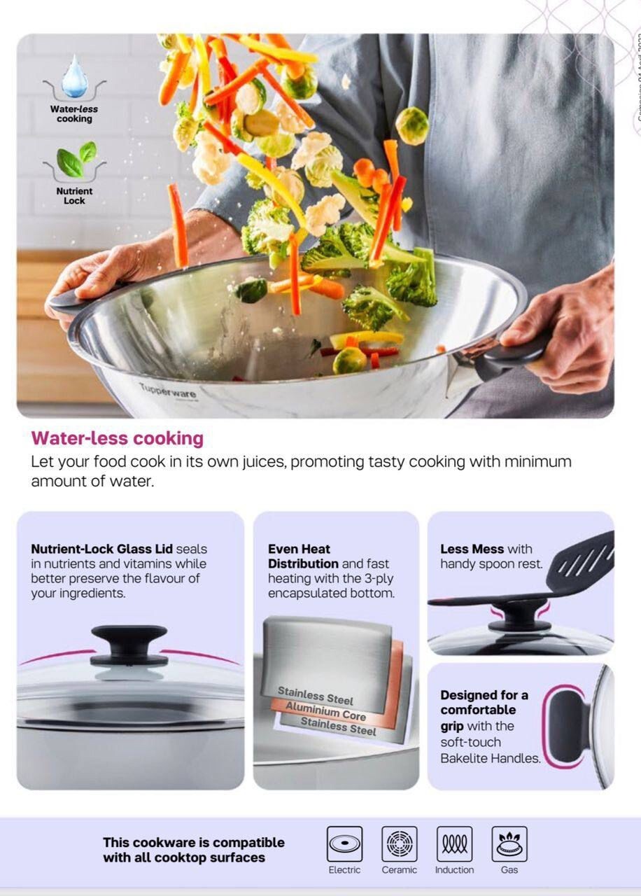 1 SET x NEW Tupperware Universal WOK 38cm stainless steel with box