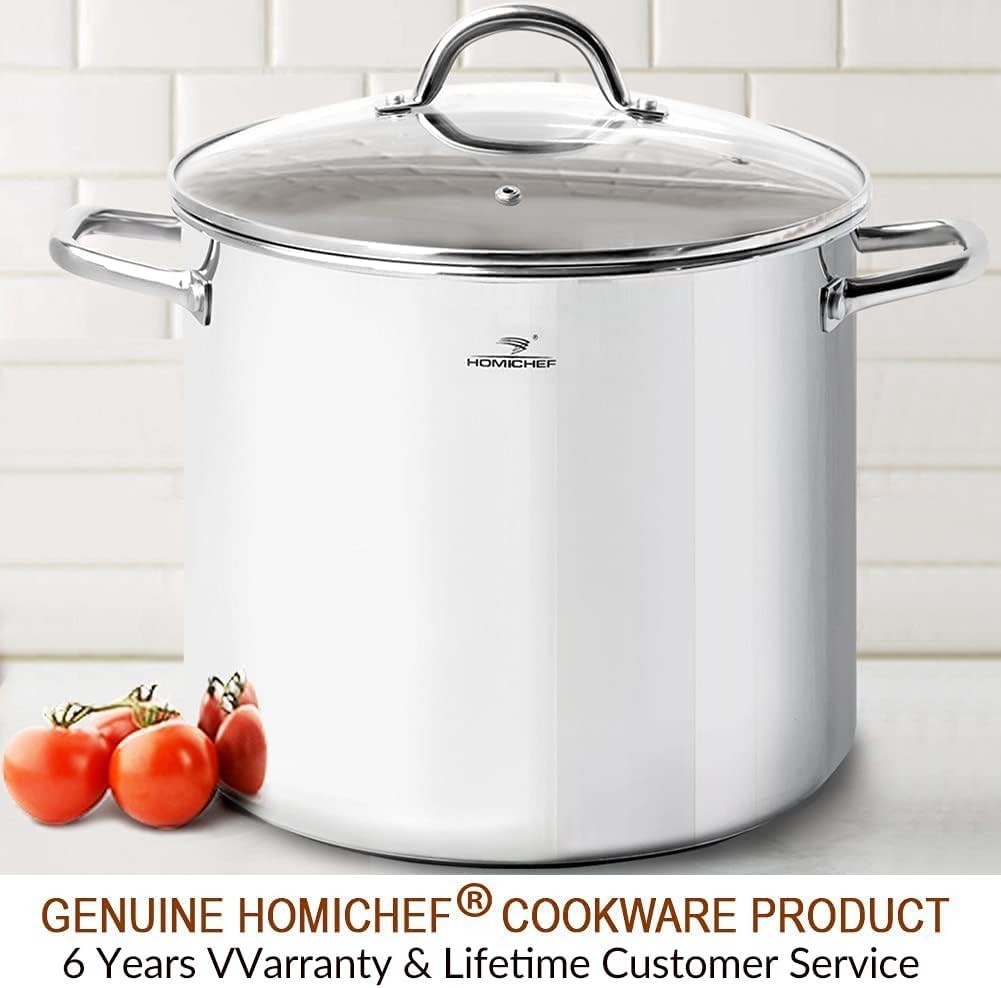 16 Quart LARGE Stock Pot with Glass Lid – NICKEL FREE Stainless Steel Healthy…
