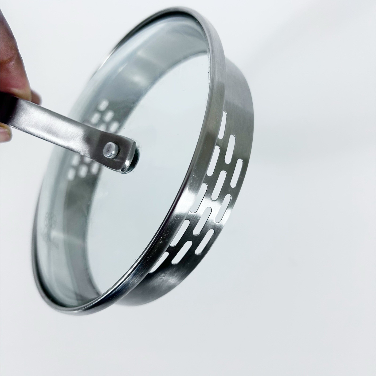 Calphalon Glass Lid w/ Strainer Vent Stainless Rim Replacement Lid Only 5.5″