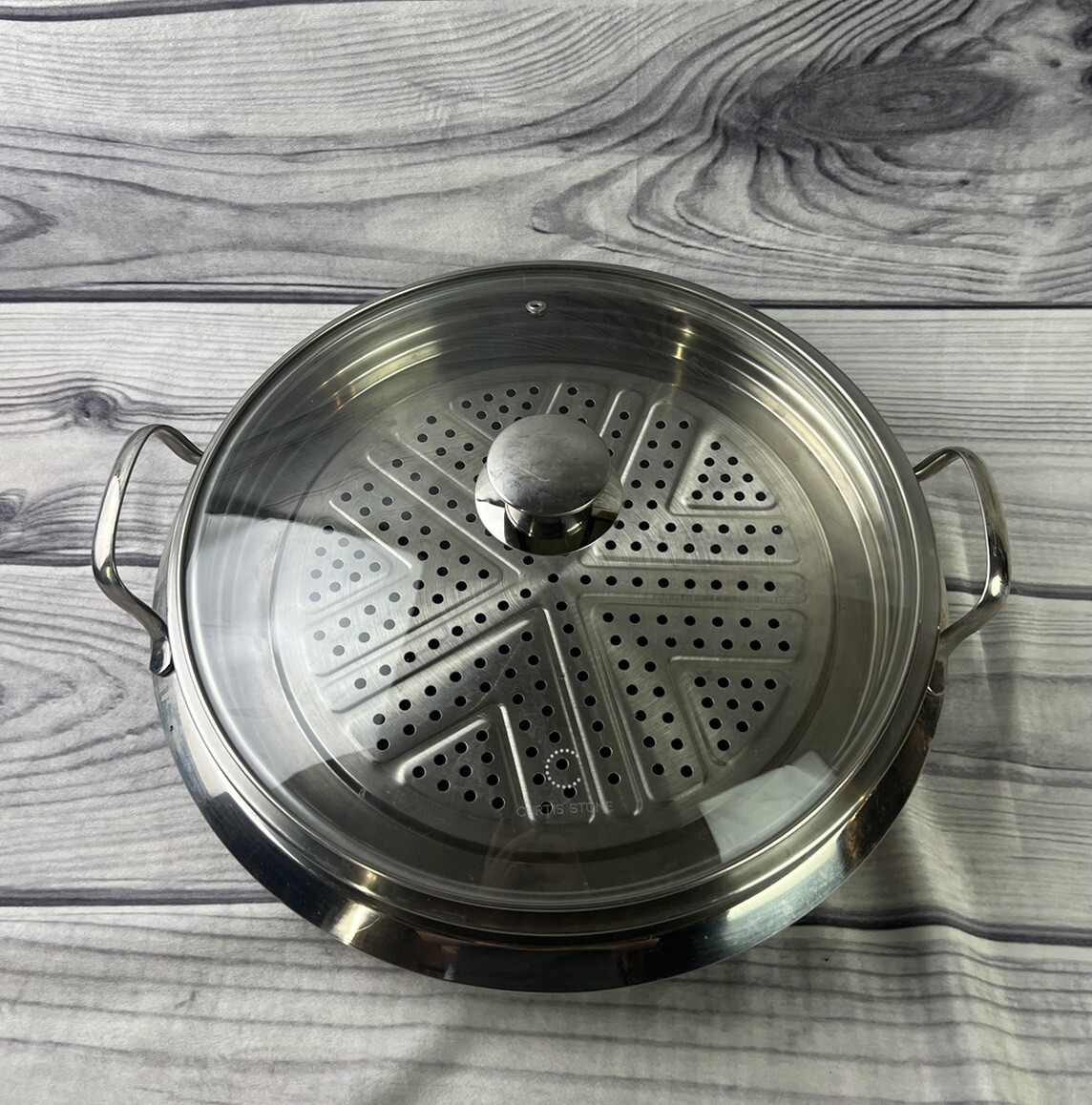 Curtis Stone Was Induction Skillet w/Glass Lid W Steamer Insert CSSDMP14IL