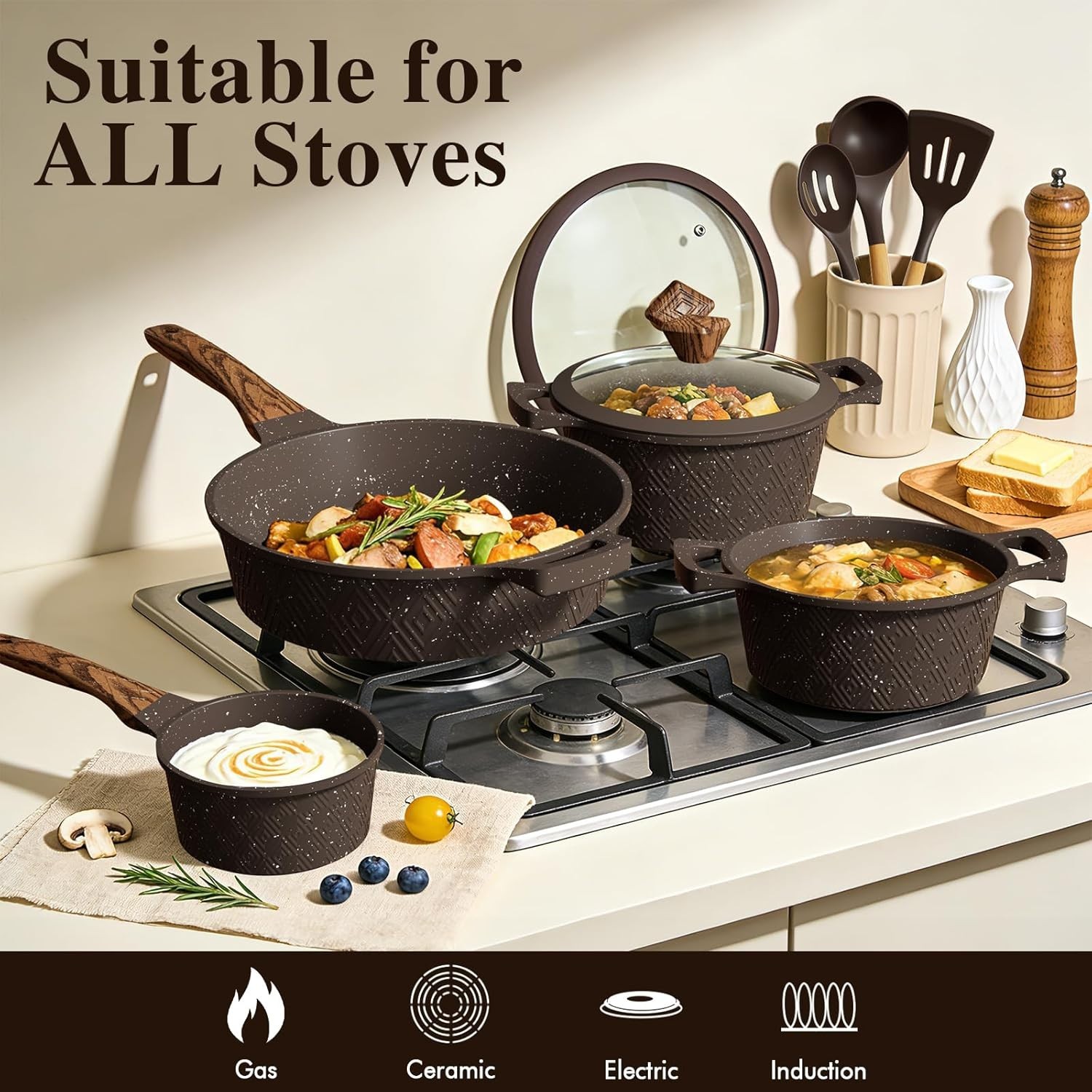 26-Piece Nonstick Cookware Set: Durable Die-Cast Aluminum & Effortless Cleanup