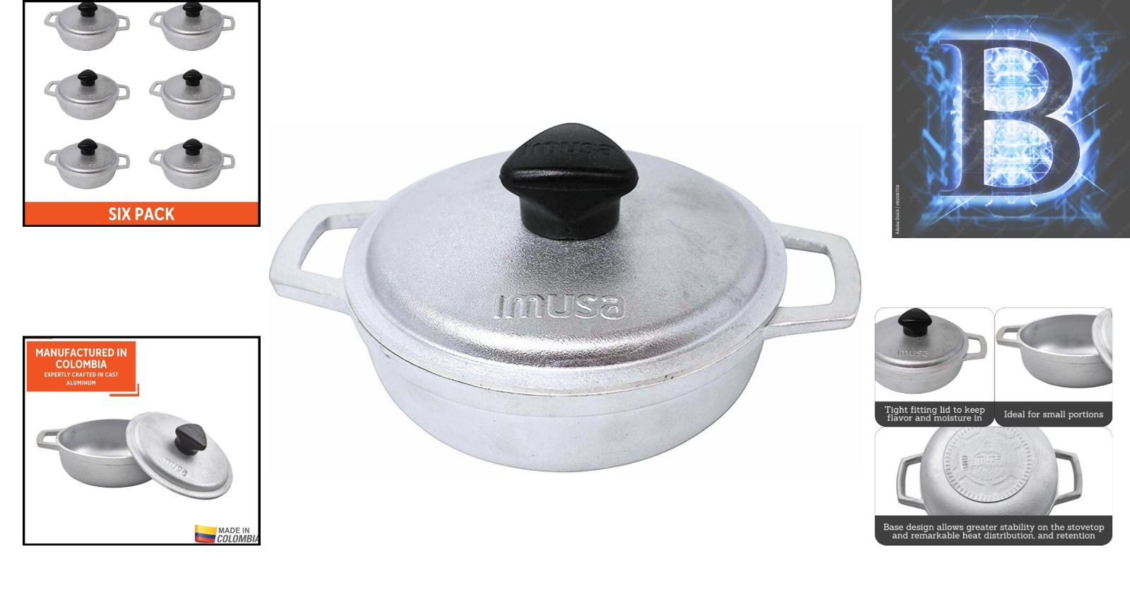 0.5Qt Mini Caldero Set – Cast Aluminum, Oven Safe, Traditional Design, Silver