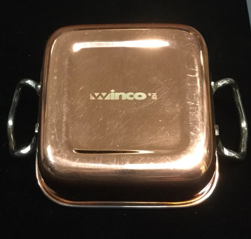 Winco Stainless Steel Mini 4-1/2″ Square Copper Plated Roasting Pan
