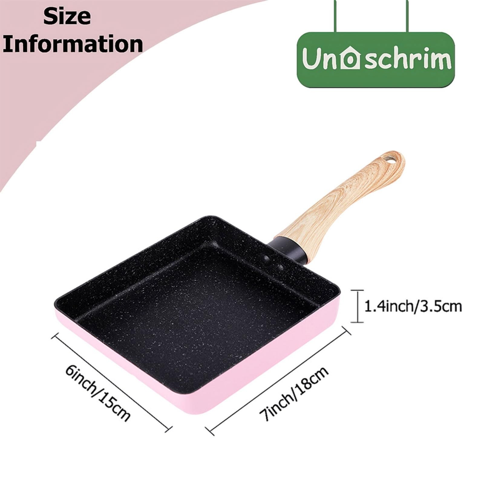 1 PCS Japanese Tamagoyaki Pan Omelette 6×7 Inch Aluminum Square Nonstick Pink