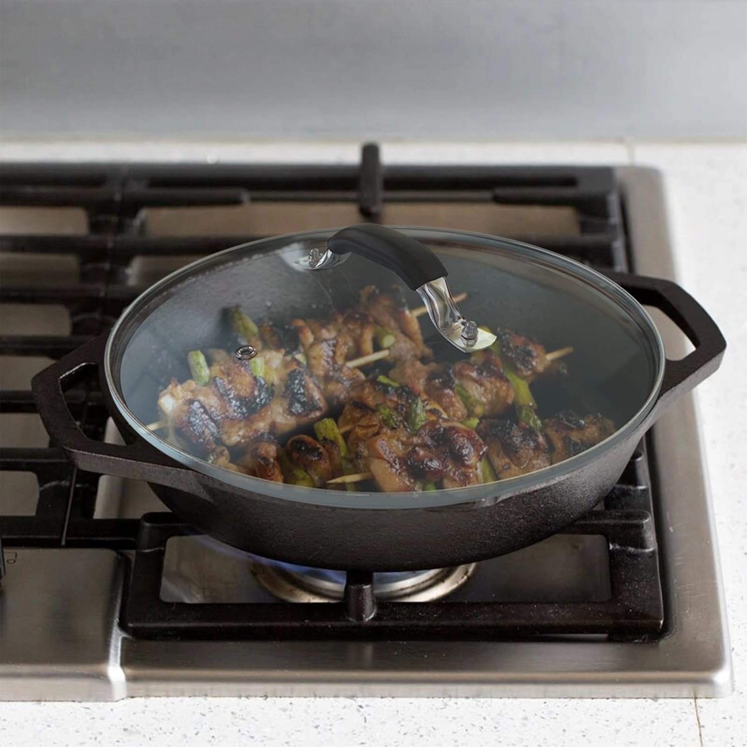 10.25 Inch Tempered Glass Lid Compatible with 10-10.25 Inch Cast Iron Skillet