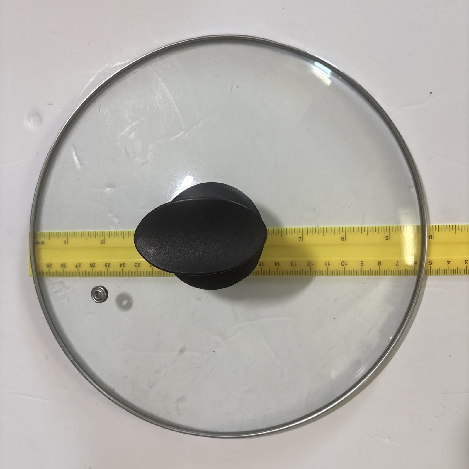 Stainless Steel 9.75″ Clear Vented Lid With Handle Tempered Glass Cover Top EUC