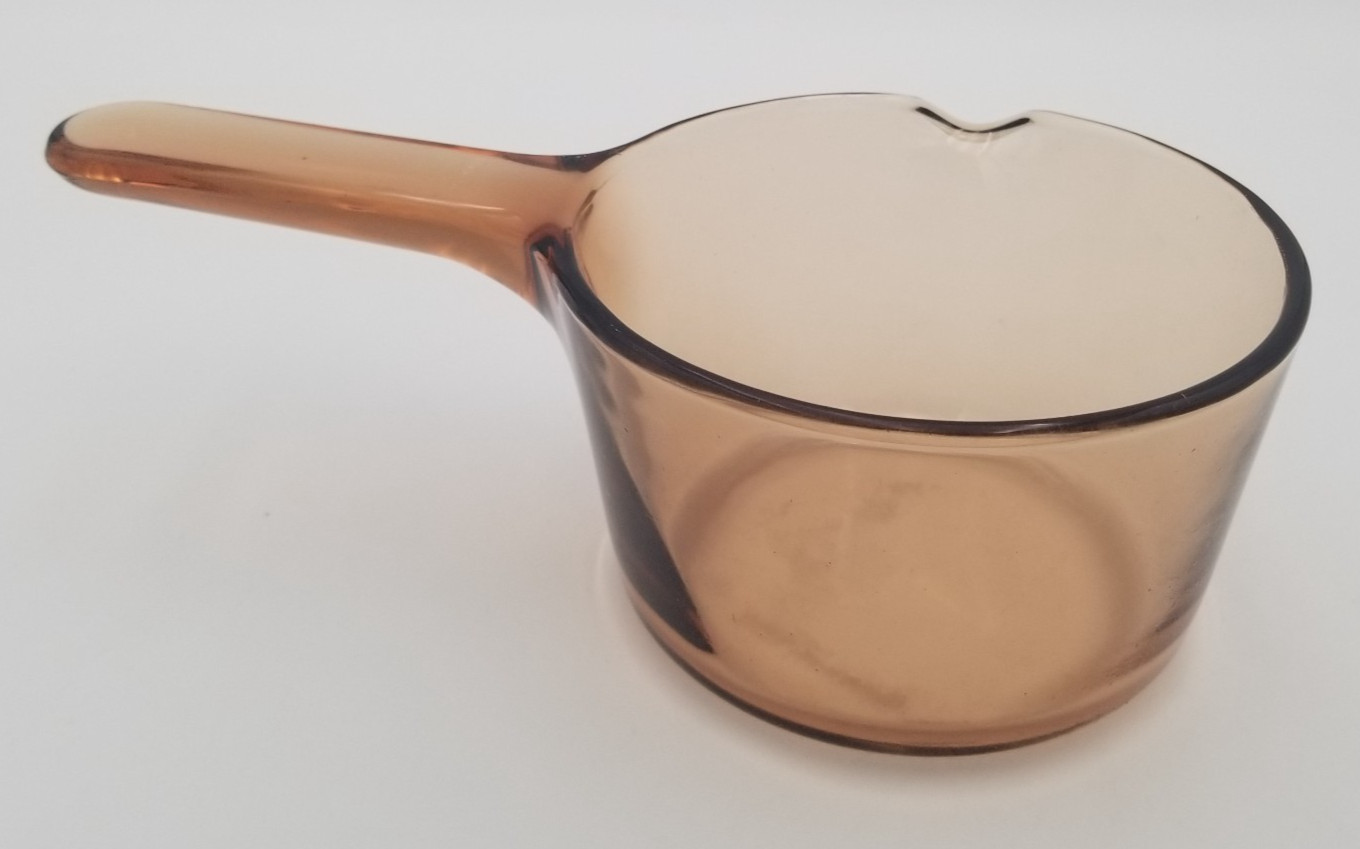 Corning Vision Amber .7 L Glass Sauce Pan With Pour Spout Made in France