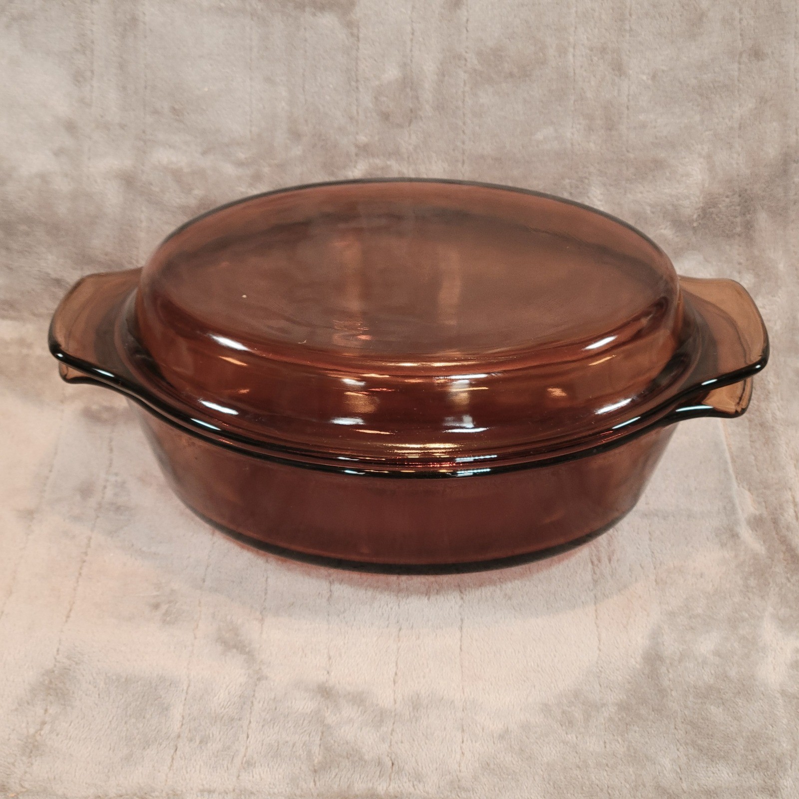 Anchor Hocking Fire King Oval Casserole Dish Amber Glass w Lid 433 1.5 Vintage