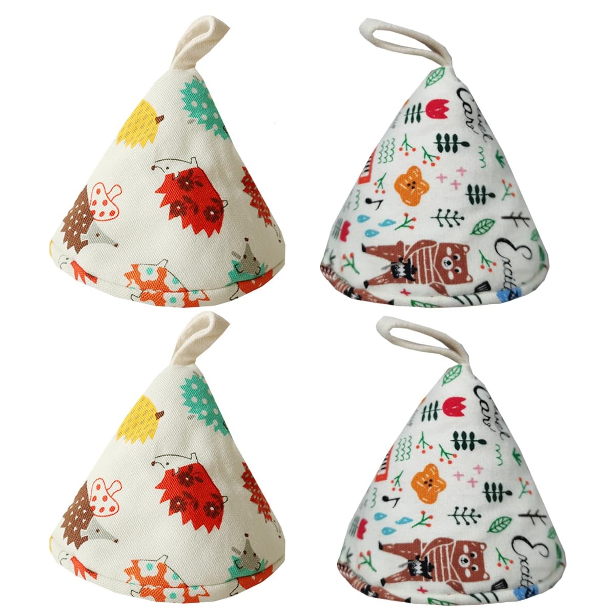 4 Pcs Triangle Cotton Handle Cover Sleeves Funny Hot Pot Lid Mitt Anti Scald …