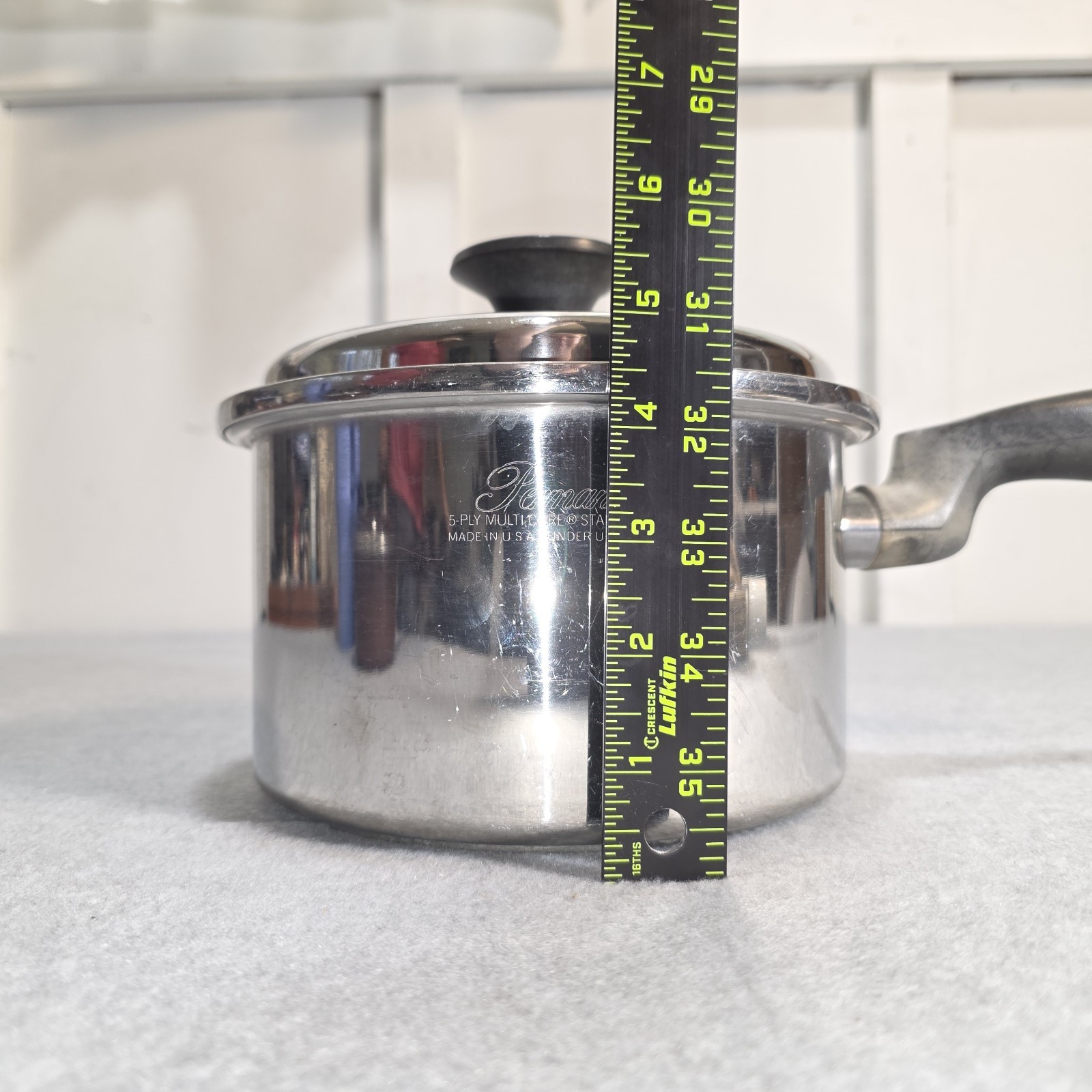 Permanent Stainless Steel 8″ Multi Core Sauce Pan/Lid 5 Ply USA Induction