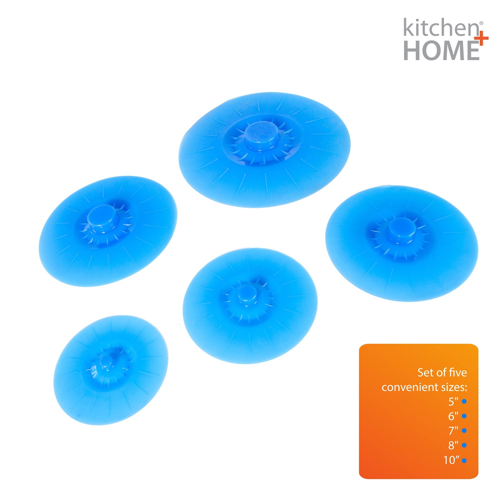Kitchen + Home Silicone Suction Lids and Food Covers – Set of 5 – Fits variou…
