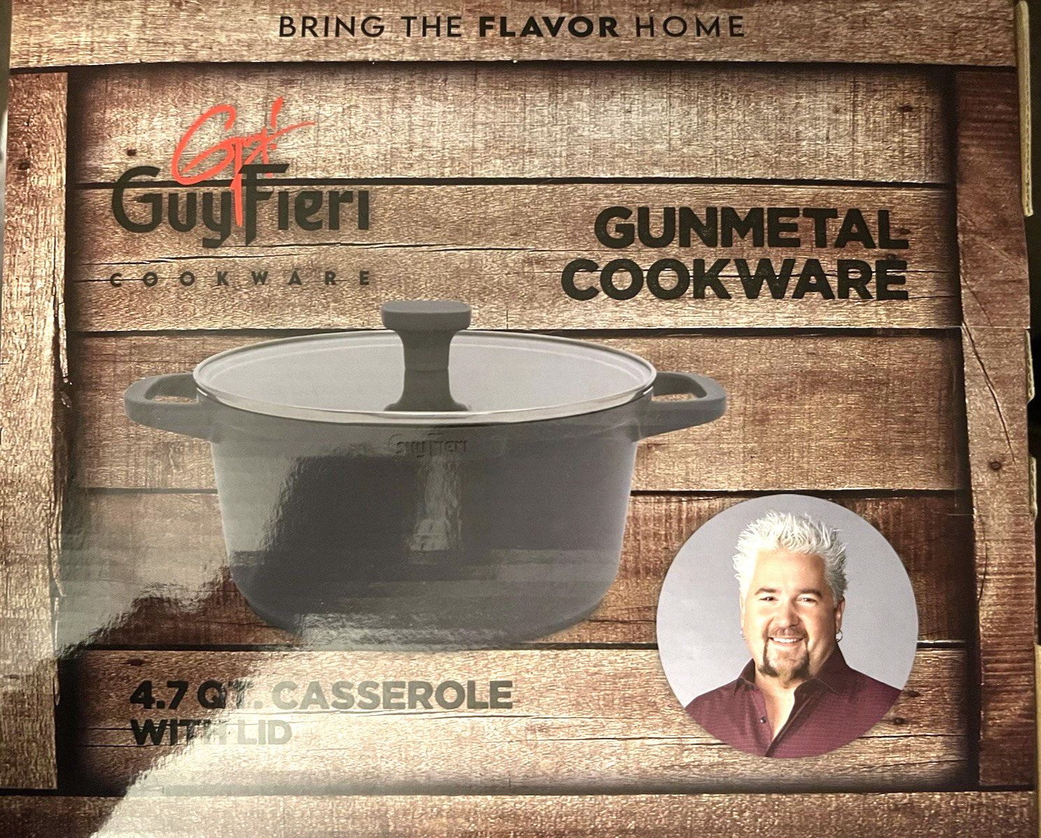 Guy Fieri 4.7 Qt. Gunmetal Cookware Casserole w/Lid