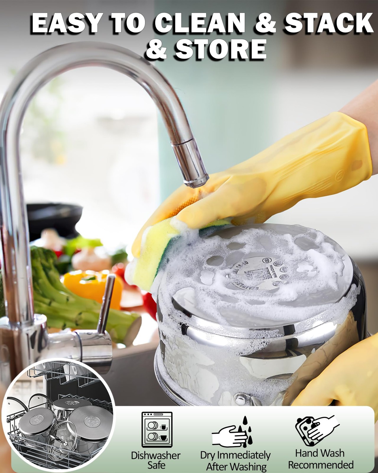 Cook N Home Basics Stainless Steel Cookware 12 Pieces, Gray Silicone Handle