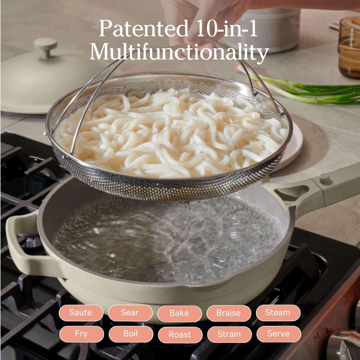 Always Pan 2.0 | 10.5″ Ceramic Pan with Modular Lid, Steamer Basket & Spatula |