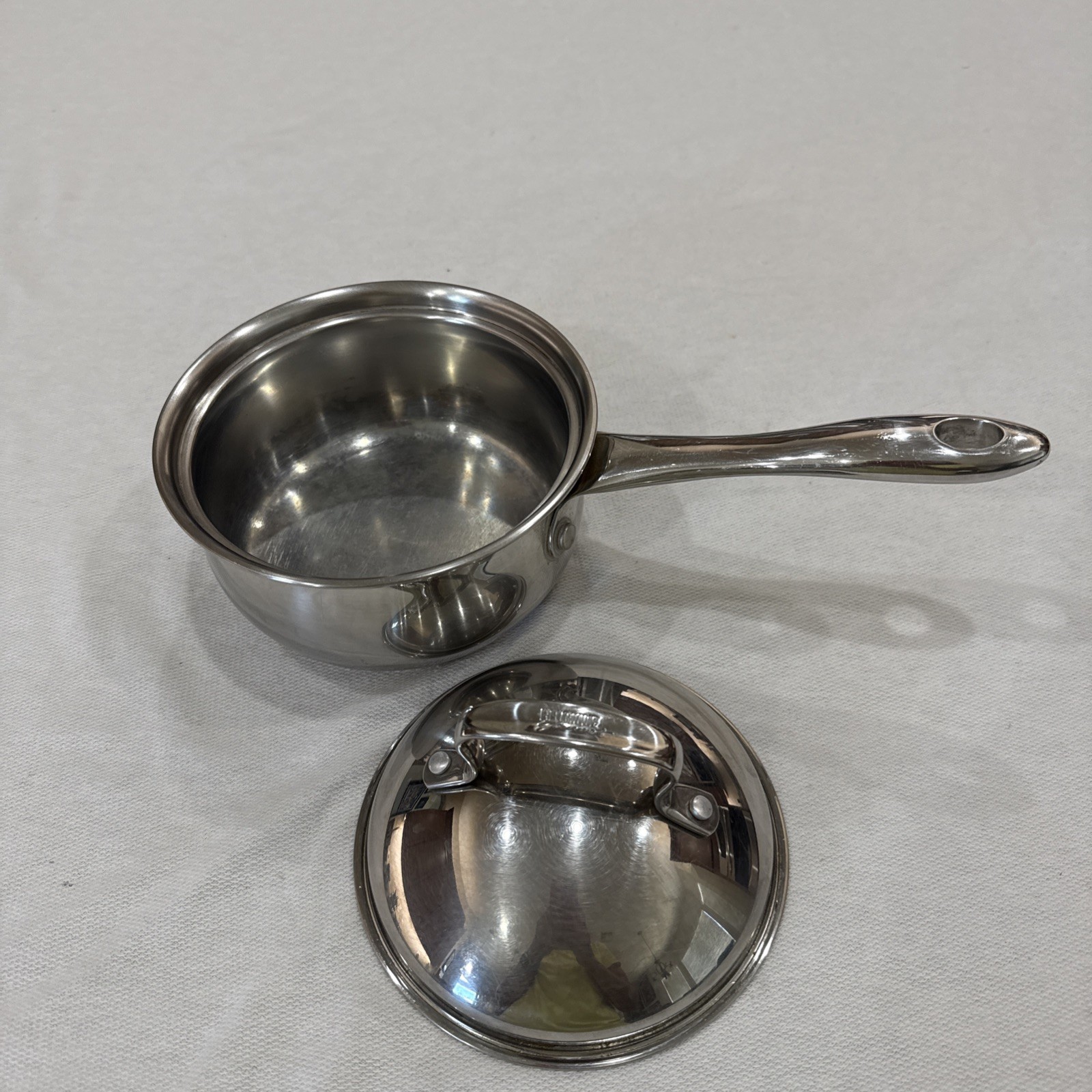 Vintage Belgique Stainless Steel 1 Qt Sauce Pan Vented Lid Copper Bottom