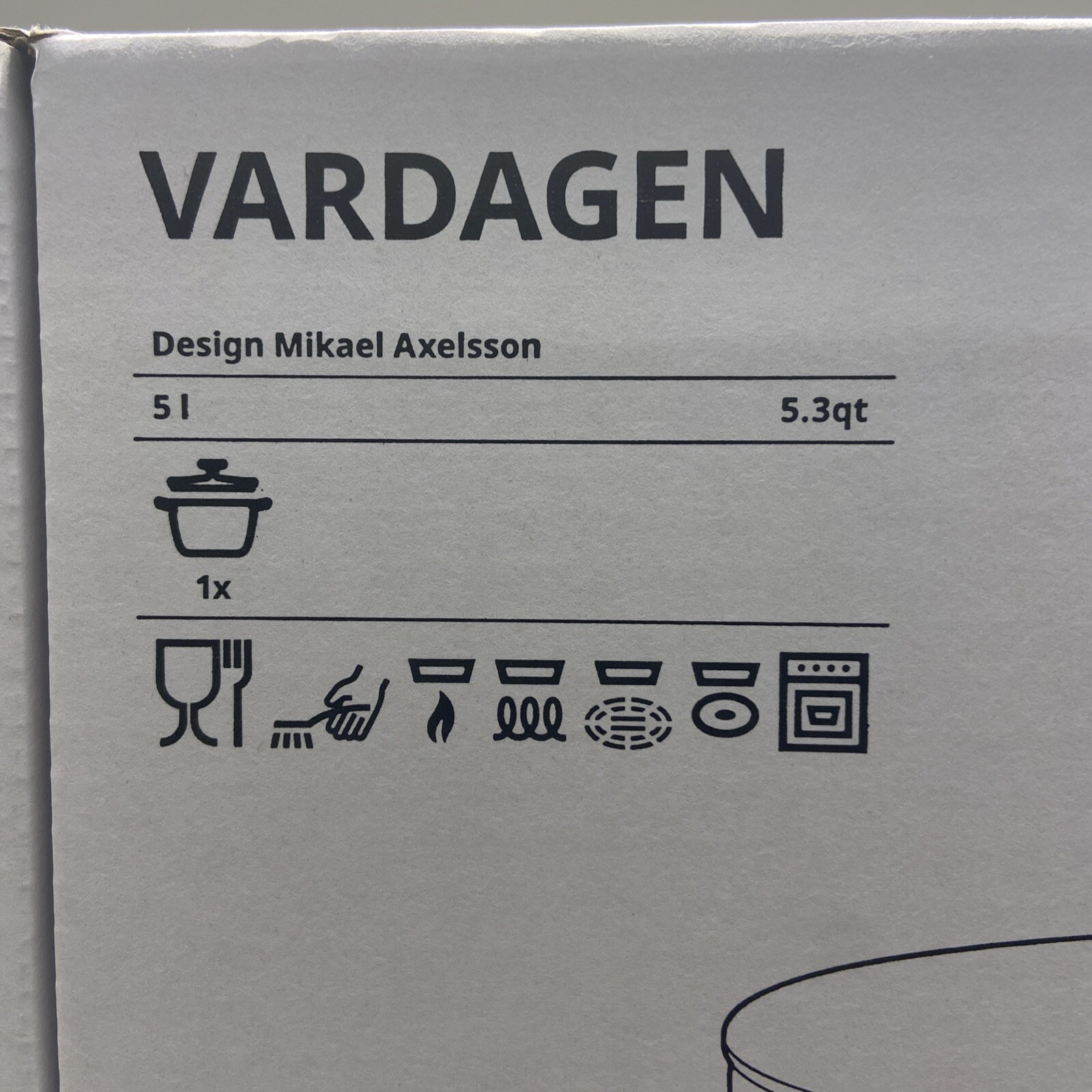 Brand New IKEA VARDAGEN Cast-Iron Matte Black Pot Lid 5 l (5.3 qt) 805.606.67