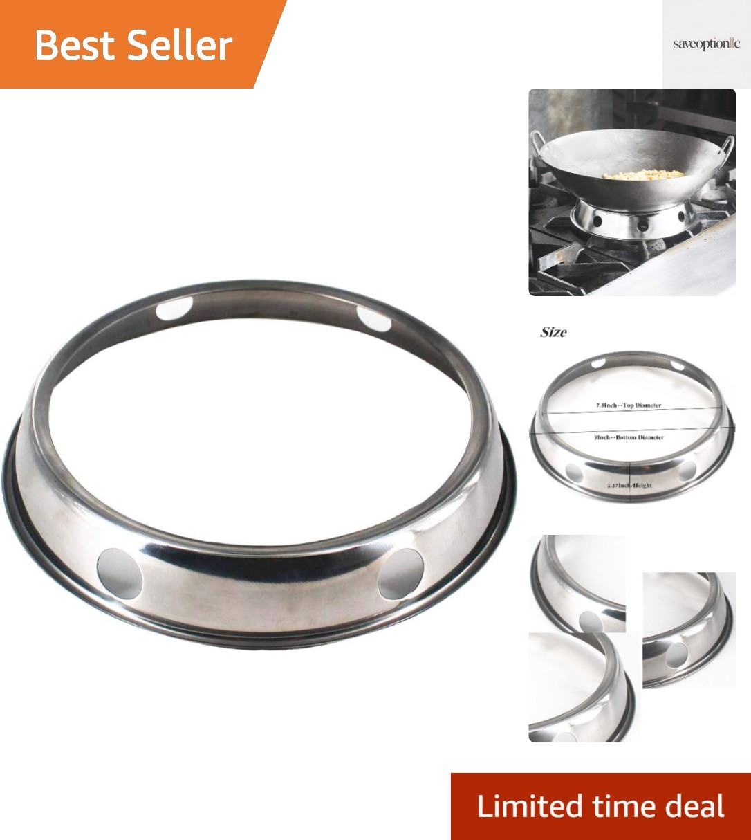 Safe and Stable Wok Ring for Gas Stovetops – 7¾-Inch & 9¾-Inch Stainless Steel